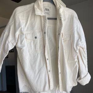Zara Raw Hem Corduroy Shirt Jacket